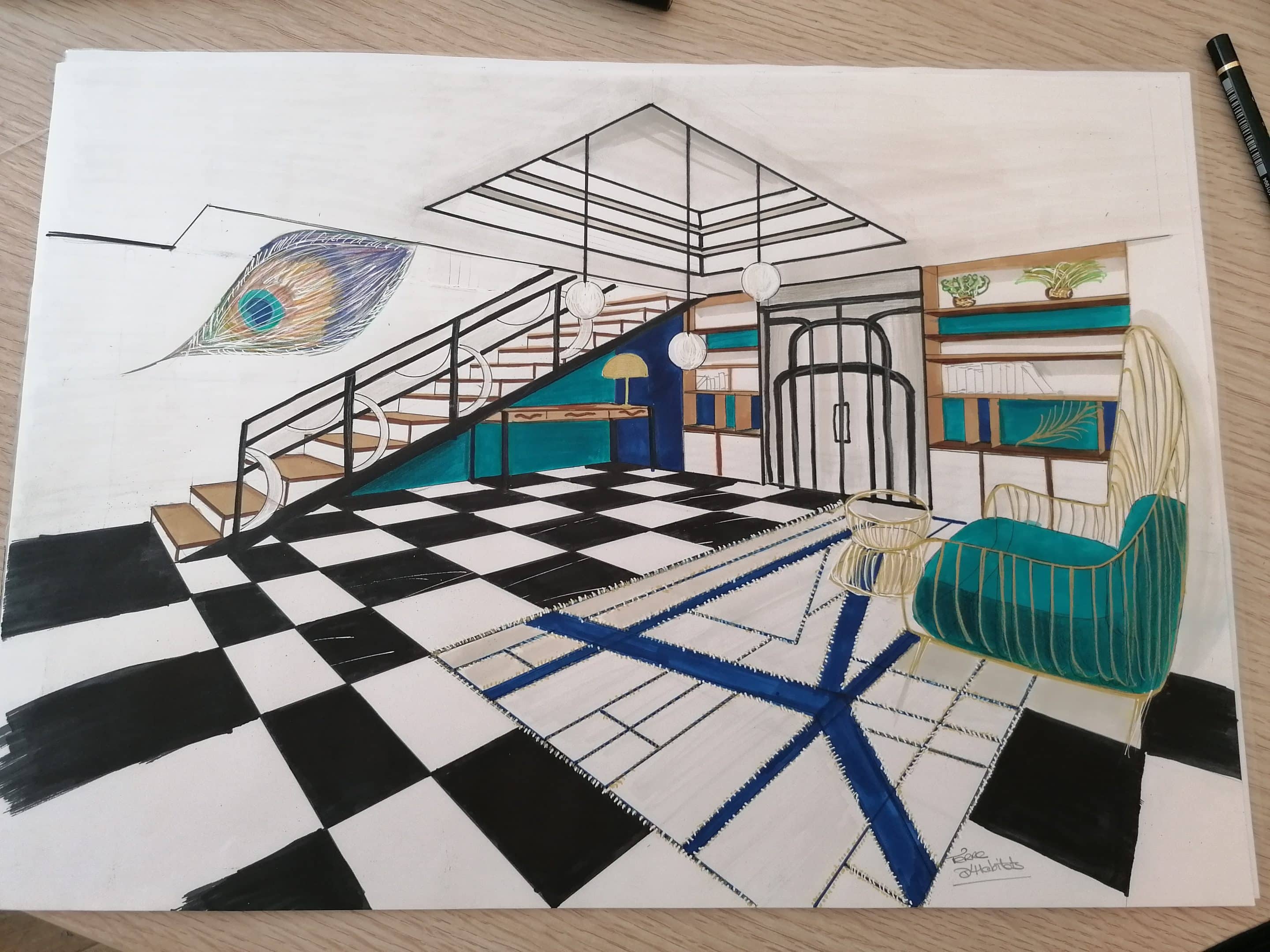 Grand hall d'entrée mix genre art déco et modernité