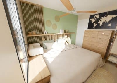 Rénovation chambre parentale avec banquette sur mesure